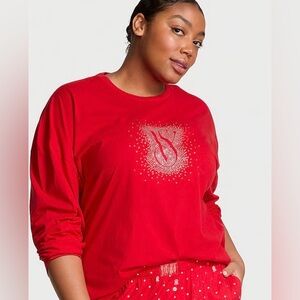 Victoria's Secret Red Long Sleeve pajama top